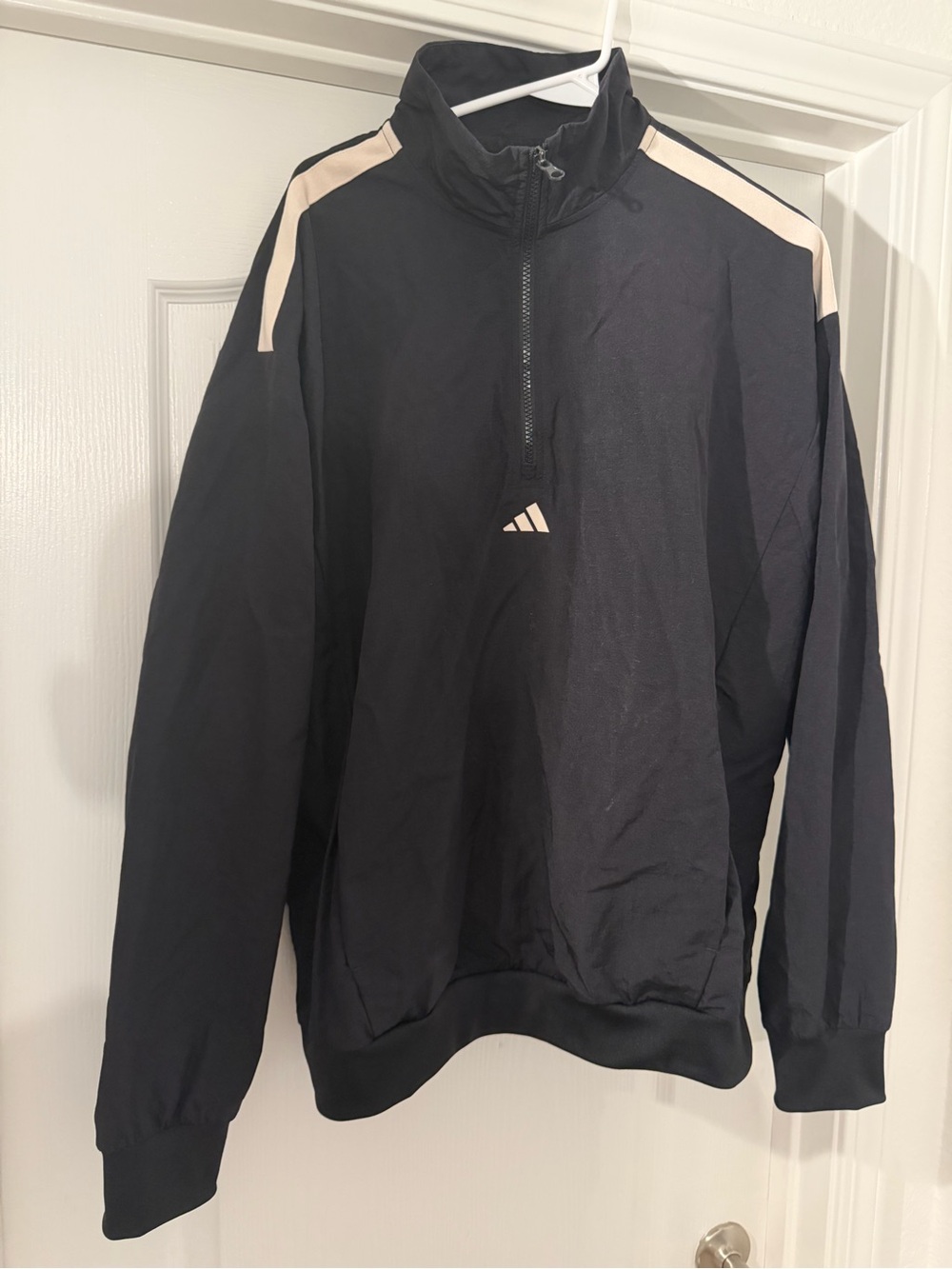Adidas Basketball Black Ripstop 1/4 Zip Windbreaker Pullover Jacket Sz L